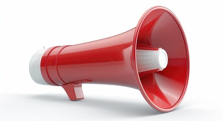 Megaphone. 3D Red and White Bullhorn Isolated on Background