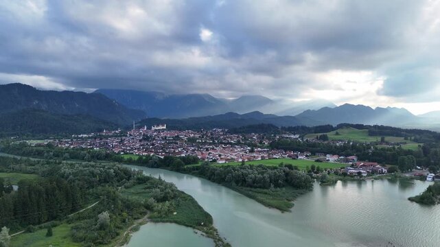 F&uuml;ssen in Bavaria at the border to the Alps Schwangau Neuschwanstein