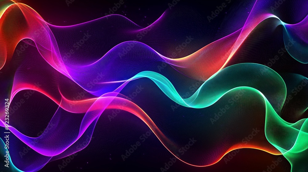 Wall mural neon abstract background with swirling neon line