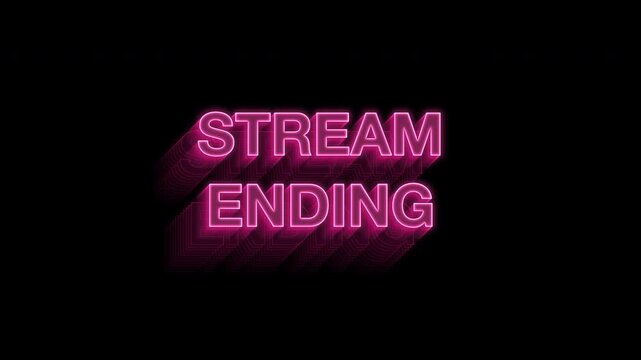 Stream Ending Kinetic Glowing Stream And Podcast Title Loop On Black Background.