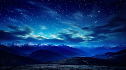 Night landscape with colorful Milky Way Beautiful mountain Starry sky with Milky Way Space background