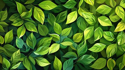 Obraz premium Green leaves geometric pattern background