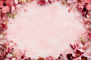 Elegant floral border with vibrant flowers lush greenery on light background. Ideal for decorative designs wedding invitations or romantic designs valentines day, mother's day, women's day