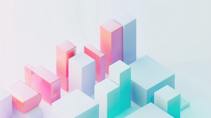 Abstract Composition with Pastel Colored Geometric Shapes