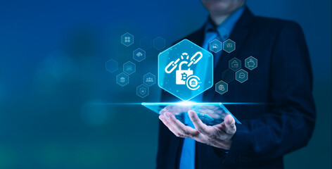 Blockchain Technology Businessman - Digital Cryptocurrency