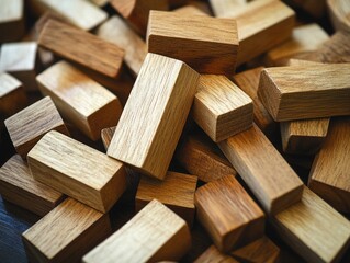 Pile of Wooden Blocks on Table