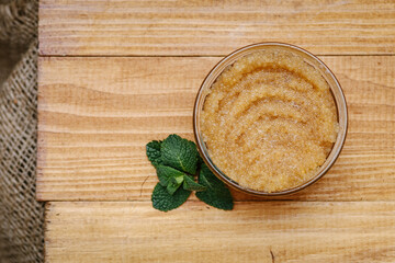 Pike caviar in a jar on a wooden background close-up
