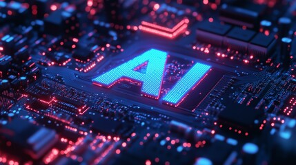 Obraz premium Artificial Intelligence Technology Background With Detailed Microchip Structure Representing Smart Machines And Advanced Computing