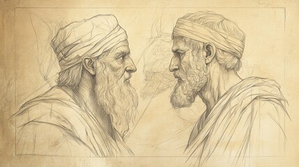 Fototapeta premium Jotham Takes on Governance Responsibilities During His Father Uzziah’s Illness, 2 Kings Biblical Illustration, Bible Wall Art, Beige Background