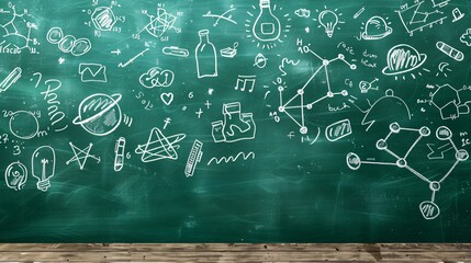 school formulas on the green blackboard