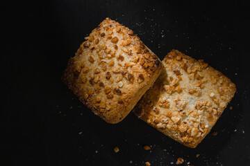 Shortbread cookies on a dark background. Confectionery