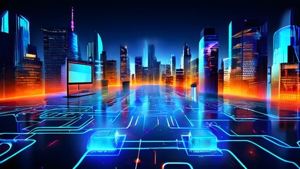 Vibrant Illustration of Online Interfaces: Social Media, Fintech, E-commerce, Influencers – Dynamic Digital Stream of Platforms Showcasing Modern Technology, Connectivity, and Online Interaction