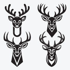 Black Deer Silhouette Bundle Logo Illustration Clipart