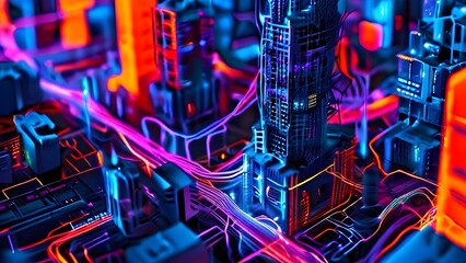 Dynamic Online Interfaces Stream Illustration – Vibrant Kaleidoscope of Social Media, Fintech Services, E-commerce Websites, and Influencer Profiles – Digital Connectivity and Engagement Visual