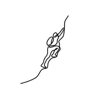 black line art climber scaling mountain clip art preview