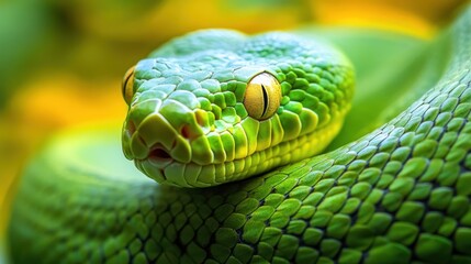 Fototapeta premium Close-Up of a Green Snake