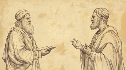 Fototapeta premium Hezekiah’s Illness and Recovery: Isaiah Receives a New Word from the Lord, 2 Kings Biblical Illustration, Bible Wall Art, Beige Background