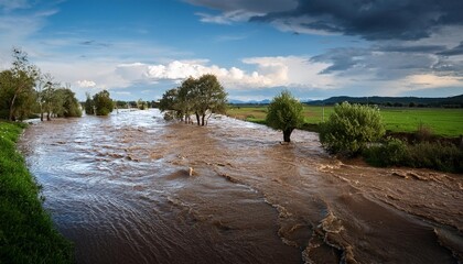 flooded land aerial view, AI generated