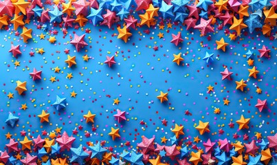 happy presidents day banner mockup with confetti stars usa independence day american labor day memorial day us election concept.