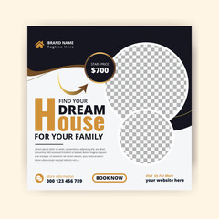 Real estate social media post or house property sale banner square story post marketing web banner template