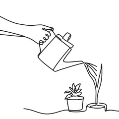 line drawing Plant watering