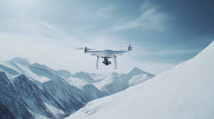 Snow-Covered Mountains Captured by Aerial Drone