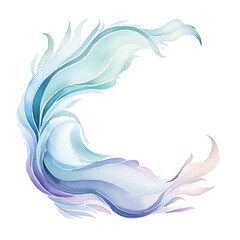 Elegant Watercolor Swirls and Curves Forming Soft Banner Frame