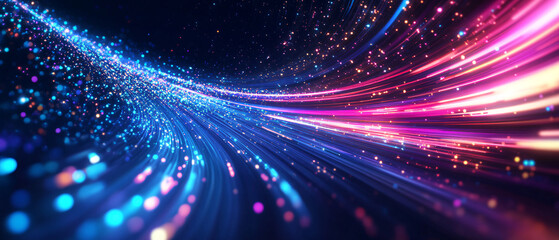 Abstract Futuristic Background with Neon Lights and Glowing Particles, Abstract Futuristic Background with Neon Lights and Glowing Part