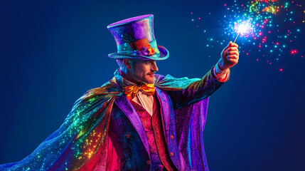 Fototapeta premium magician with magic wand