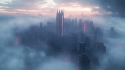 Obraz premium Sinister Cityscape Fading in Clouded Light