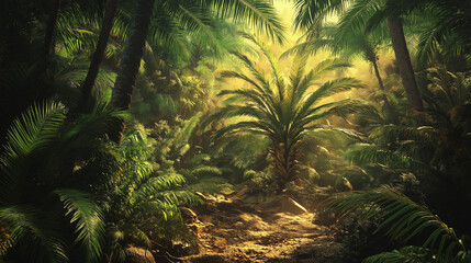 Obraz premium tropical coral reef with palm trees