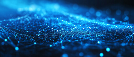 Abstract Blue Network Pattern  Futuristic Technology Background