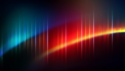 Abstract Light Streaks in Motion. Multicolored Gradient Lines and Glowing Spectrum on Dark Background, Vibrant Dynamic and Futuristic Visual Effect. Cinematic Poster Banner Background With Copy Space