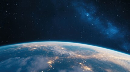 Obraz premium Beautiful Earth Orbiting Amidst the Stars