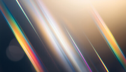 Abstract Light Trails. Ethereal Streaks of Multicolored Glow and Subtle Hues of Warm Golds and Soft Pinks, Blending into a Deep Dark Background. Calming Play of Gradient Light and Shadow. Cinematic 