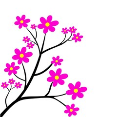 Pink colour flowers branch 