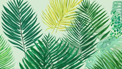 Green palm fronds delicately framing a gradient background, perfect for a tropical and calming design