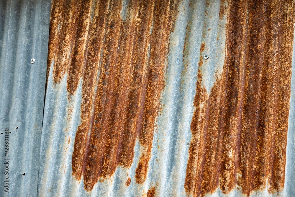 Wall mural the rusted metal has a worn and weathered appearance