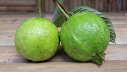 Fresh green guava on the table 