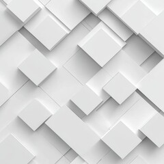 Obraz premium Abstract Cubic Overlap, a minimalist design featuring interlocking white three-dimensional squares, ideal for corporate branding and modern visual presentations.