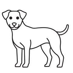 Black outline illustration of a dog's profile facing left on a white background.