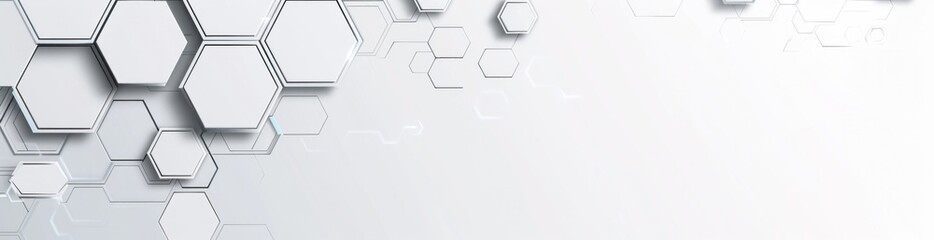 Abstract geometric background with hexagons in shades of grey and white, creating a modern and minimalistic aesthetic
