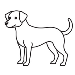 Black outline illustration of a dog's profile facing left on a white background.