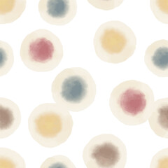 Watercolor abstract circles. Seamless pattern. Simple surface design.