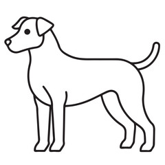 Black outline illustration of a dog's profile facing left on a white background.