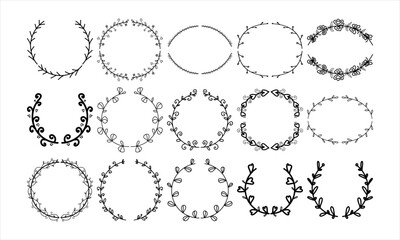 Wreaths Clip art, vector wreaths, hand drawn set