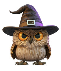 3D Cute Owl Witch Character for Halloween-Themed Designs and Decorations
