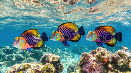 Vibrant Tropical Fish Swimming in a Crystal Clear Ocean