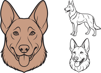 Dog head German German Shepherd vector Illustration 
 