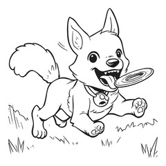 Dog Running with Frisbee